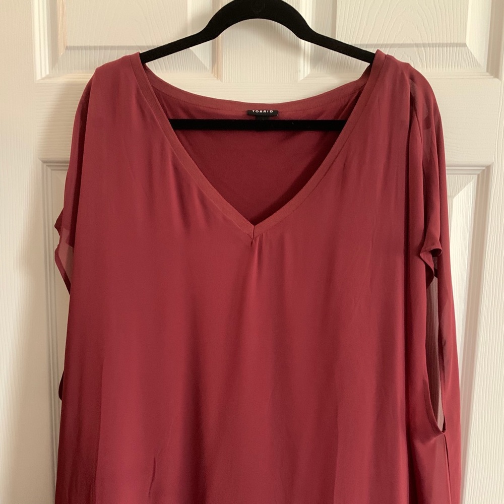 Sheer dolman top with built in tank top.